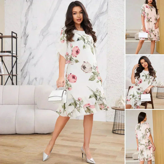 💕Rochie din sifon cu petale roșii