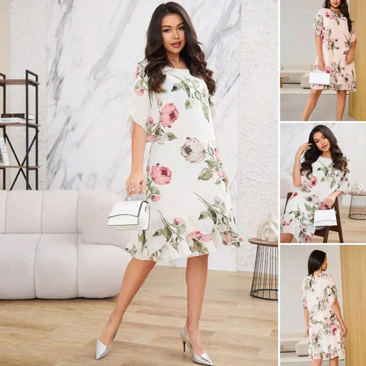 💕Rochie din sifon cu petale roșii