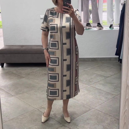 🔥👗Rochie tipărită casual cu mâneci scurte și gât rotund pentru femei