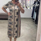 🔥👗Rochie tipărită casual cu mâneci scurte și gât rotund pentru femei