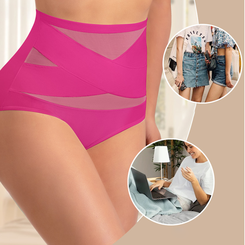🌸Buy 1 Get 2 Free✨Plus-Size High-Waist Cross Tummy Control Panties💕