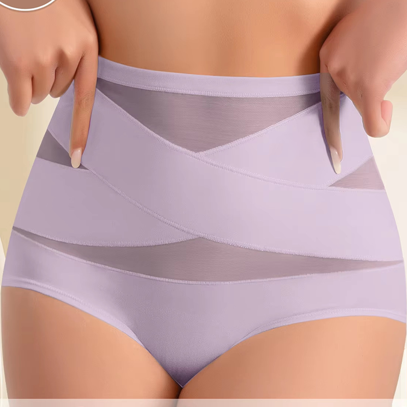 🌸Buy 1 Get 2 Free✨Plus-Size High-Waist Cross Tummy Control Panties💕
