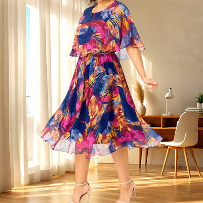 【M-4XL】👗Ženské elegantní šaty s květinovým potiskem🌸 | Střih do A