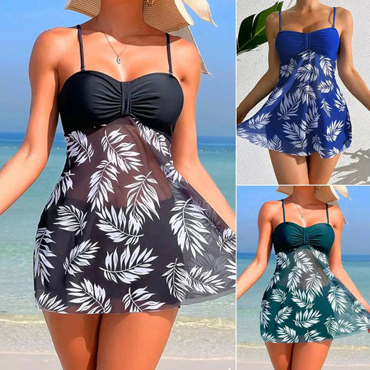 🌴👙Dámské dvoudílné plavky s potiskem a páskovými šortkami