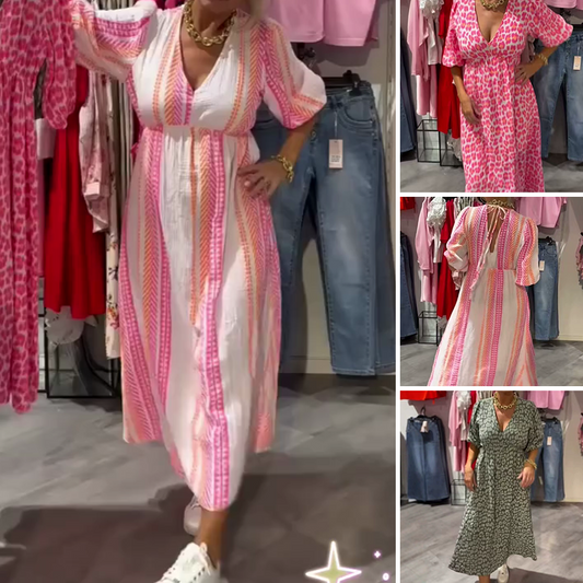 💃Dámské šaty s V-výstřihem a potiskem