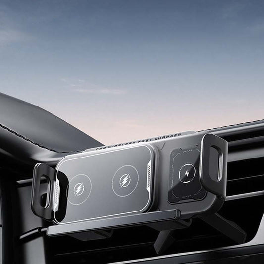 Držák na telefon do auta s bezdrátovou nabíječkou ⚡ – stabilní pro skládací telefony a snadné nastavení o 360°