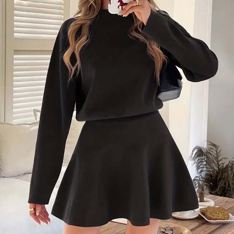 Women's Mock Neck Knit A-Line Mini Dress