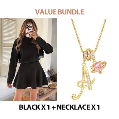 Women's Mock Neck Knit A-Line Mini Dress