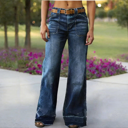 👖🌟 Dámské vintage kalhoty s širokými nohavicemi z denimu
