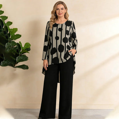 ⏳Limited-time 50% off⏰Women's Asymmetrical Print Top & Pants Set👚👖