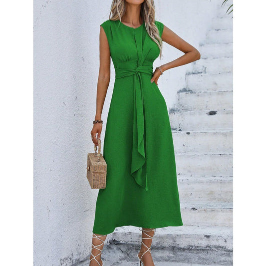 🎁LAST DAY SALE 59% OFF!!💛Women's Elegant Solid Color Crew Neck Dress👠