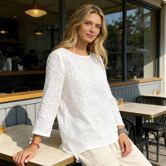 Dámská květinová vyšívaná halenka s dlouhými rukávy