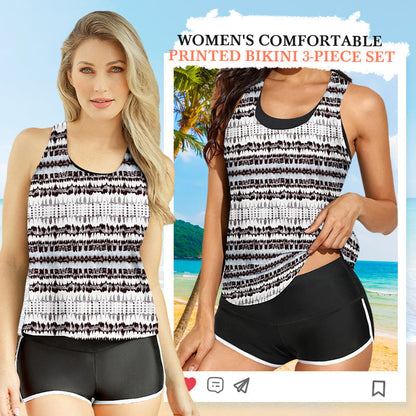 👙Dámské pohodlné třídílné plavky s potiskem