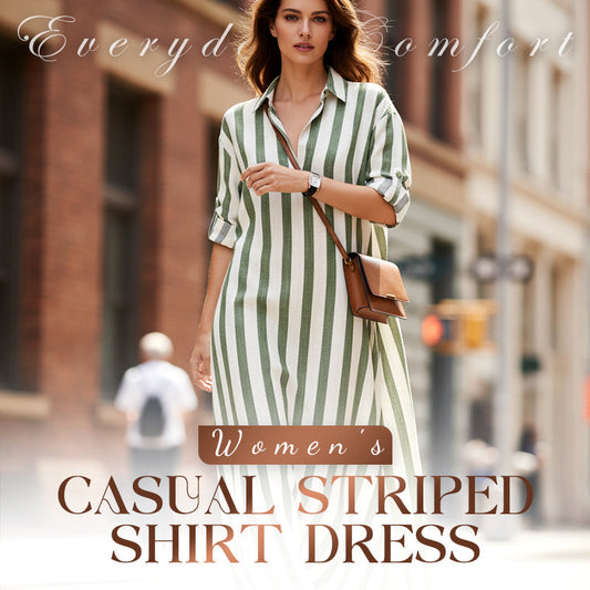 Dámské ležérní pruhované šaty s dlouhými rukávy