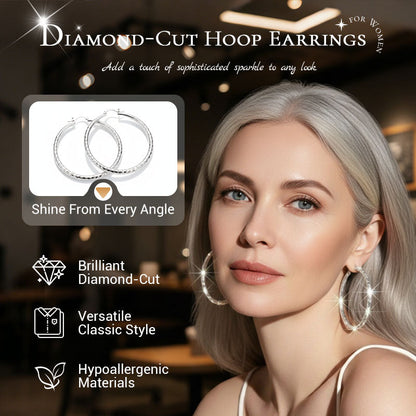 ✨KUPTE 1 A DRUHÝ ZÍSKÁTE ZDARMA🔥Dámské kruhové náušnice s diamantovým výbrusem👑