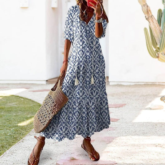 【S-3XL】👗Dámské maxi šaty s výstřihem do V