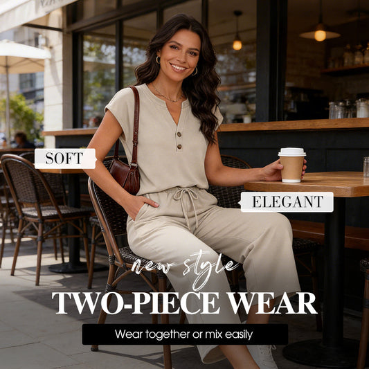 Outfit s tričkem s krátkými rukávy a kalhotami se širokými nohavicemi