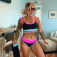 🌼 Třídílné sportovní bikiny z nylonu s barevnými bloky