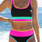 🌼 Třídílné sportovní bikiny z nylonu s barevnými bloky