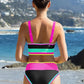 🌼 Třídílné sportovní bikiny z nylonu s barevnými bloky