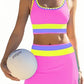 🌼 Třídílné sportovní bikiny z nylonu s barevnými bloky