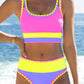 🌼 Třídílné sportovní bikiny z nylonu s barevnými bloky