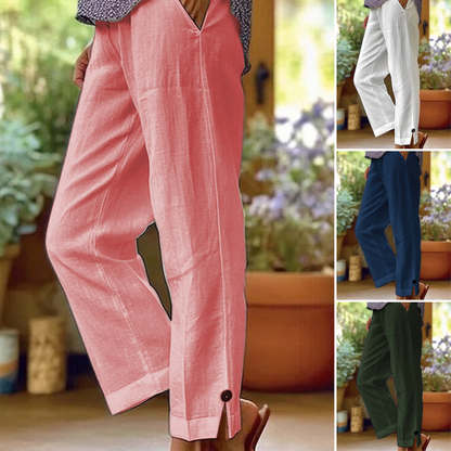 Dámské kalhoty s rovnými nohavicemi a délkou ke kotníkům