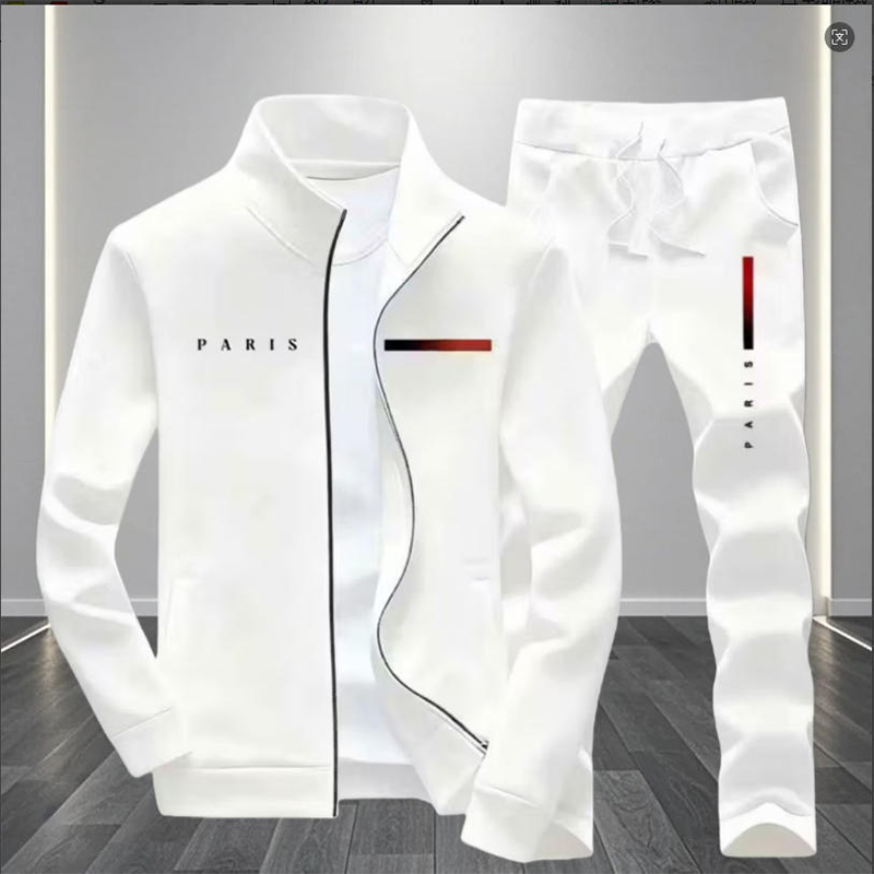 ✨ Men's Printed Zip Jacket & Pants Set – Complete, Soft, Casual 🎨