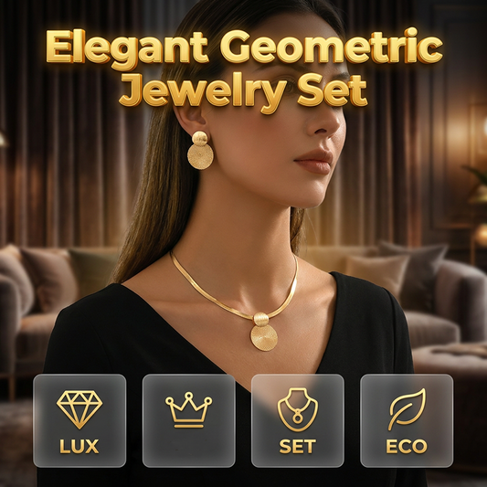 ✨Elegantní geometrická sada náhrdelníku a náušnic | Prémiové zlacené ploché hadí řetízkové šperky pro ženy 🔶