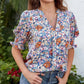 🌺👕Dámská halenka s květinovým vzorem, výstřihem do V a nafouknutými rukávy🤩