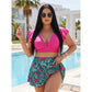 Women's Tropical Print Two-Piece Skirted Swimsuit