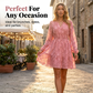 Women's Long Sleeve V-Neck Floral Jacquard Dress