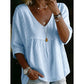 ⏳Limited-time 50% off⏰Women's Casual V-Neck Lace Trim Top👚