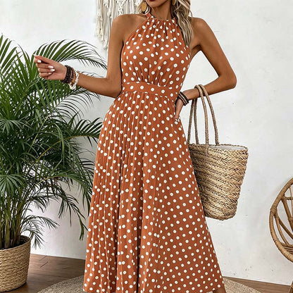 💝👗Dámské šaty s puntíky a halter výstřihem😍🌠️