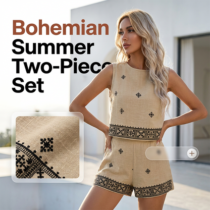 🌸 30% SLEVA! 🌸Dámský boho set – tílko s potiskem a kraťasy