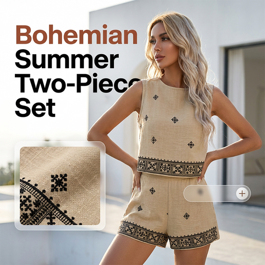 🌸 30% SLEVA! 🌸Dámský boho set – tílko s potiskem a kraťasy
