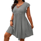 Women's Criss-Cross V-Neck Flutter Sleeve Flowy Dress