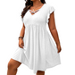 Women's Criss-Cross V-Neck Flutter Sleeve Flowy Dress