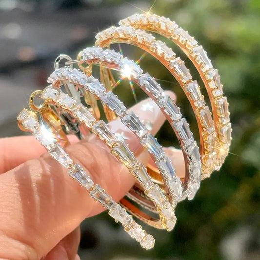 Women's Sparkling Cubic Zirconia Hoop Earrings