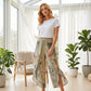 ⏳Časově omezená sleva 30 %⏰Dámské kalhoty s květinovým vzorem s vysokým pasem a širokými nohavicemi💐👖