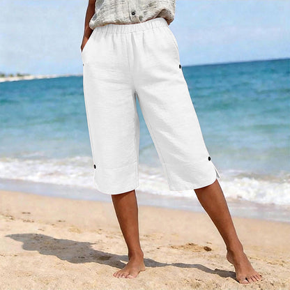 Damskie oddychające letnie spodnie capri