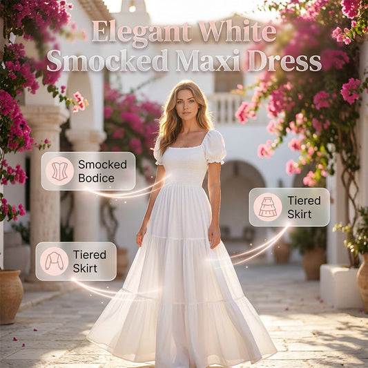 👗✨ Dámské elegantní nařasené maxi šaty - Bezstarostná elegance pro každou příležitost ☀️