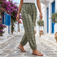 🌿👖Dámské nabírané kalhoty s vysokým pasem s potiskem ve stylu luceren🍃