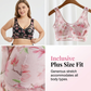💓🛍️【Za příplatek 100 Kč získáte další kus】Pohodlná podprsenka s širokými ramínky, s výstřihem do V a zapínáním vpředu, s květinovým vzorem🌺😴
