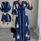 😍👗Dámské elegantní šaty s výstřihem do V a potiskem, maxi délka💓