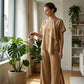 👗Dámský asymetrický top a široké kalhoty s rozparkem – Elegantní sada Co-ord ✨