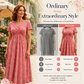 👗Sukienka damska z dekoltem w szpic, kwiatowym wzorem i skręcaną talią✨
