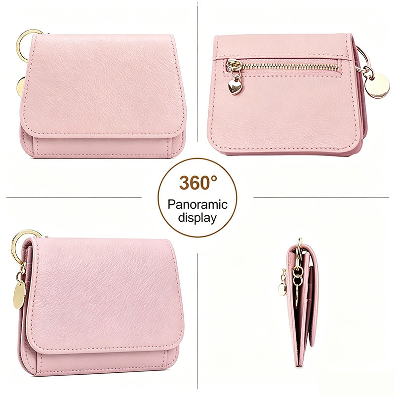💕RFID Blocking Short Wallet for Women, Mini Card Holder Purse with Key Ring, Coin Pocket & ID Window👛