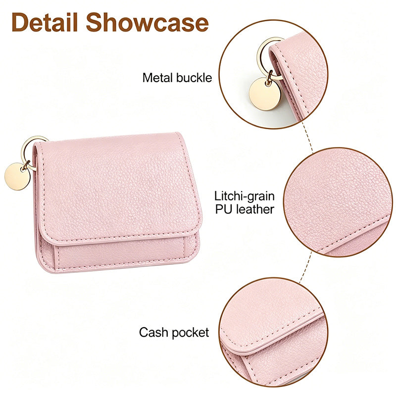 💕RFID Blocking Short Wallet for Women, Mini Card Holder Purse with Key Ring, Coin Pocket & ID Window👛