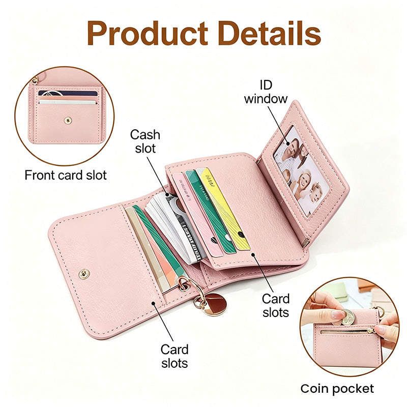💕RFID Blocking Short Wallet for Women, Mini Card Holder Purse with Key Ring, Coin Pocket & ID Window👛